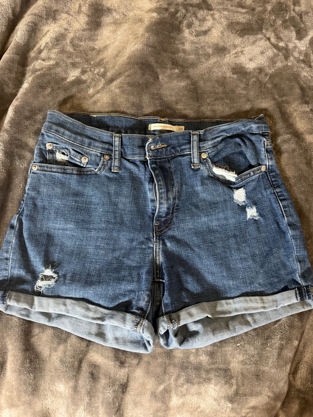 Levi’s Women’s Distressed Denim Roll-Cuff Shorts - Size 29